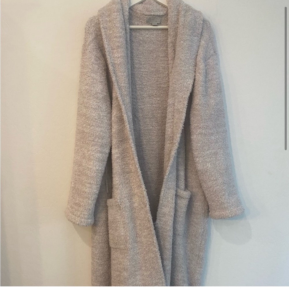 Barefoot Dreams Cozy Chic Cream Gray Robe Size 2